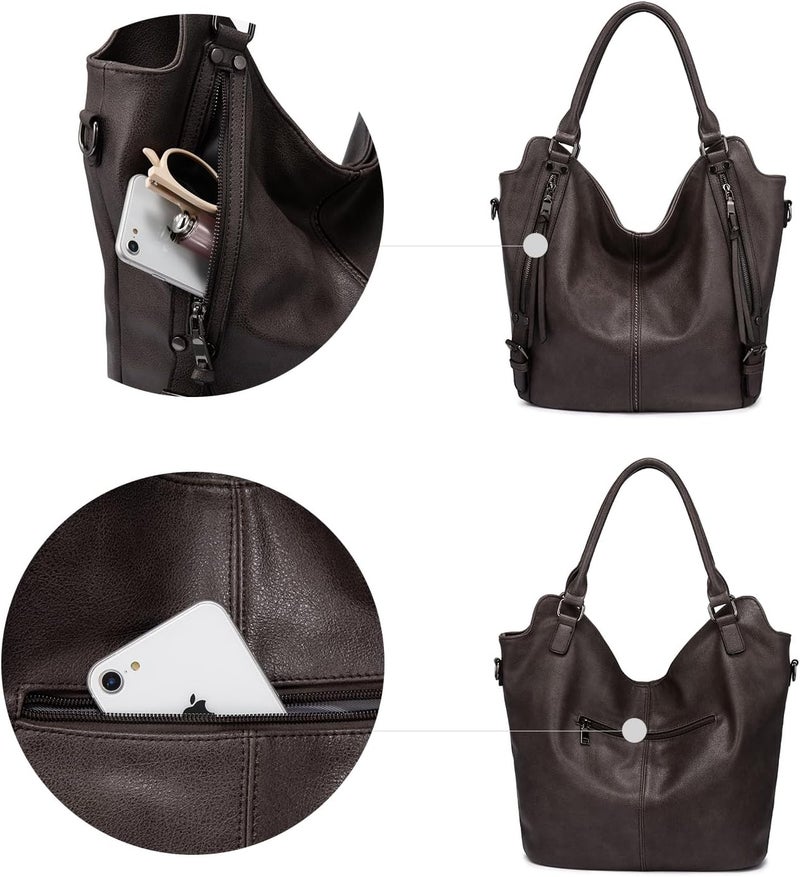 Realer Tote Bag for Women PU Leather Shoulder Bags Fashion Hobo Bags Large Purse and Handbags with Adjustable Shoulder Strap - Image 3